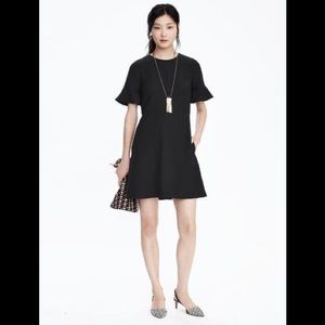 Banana Republic Black Flutter Sleeve Dress Tall 12